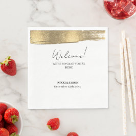 Elegant Gold Glitter Line Minimal Weddenschap Welk Servet