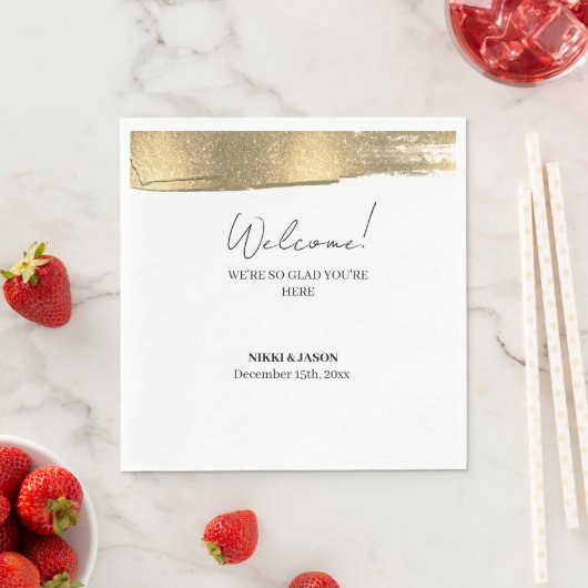 Elegant Gold Glitter Line Minimal Weddenschap Welk Servet (Insitu)