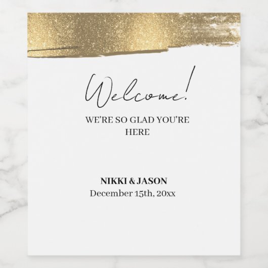 Elegant Gold Glitter Line Minimal Weddenschap Welk Wijn Etiket (Enkel label)