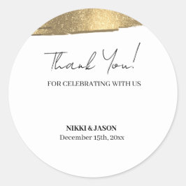 Elegant Gold Glitter Line Minimal Wedding Bedankt Ronde Sticker