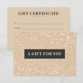 Elegant Gold Glitter Luxury Certificate Gift Kaart (Voorkant / Achterkant)