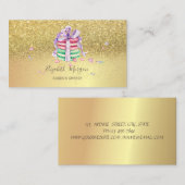 Elegant Gold Glitter Macarons Visitekaartje (Voorkant / Achterkant)