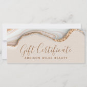 Elegant Gold Glitter Marble Agate Cadeaubon (Voorkant)