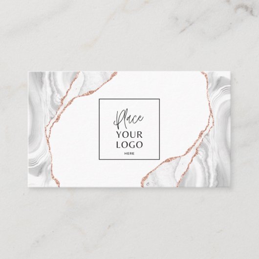 Elegant Gold Glitter Marble Agate Custom Logo Visitekaartje (Voorkant)