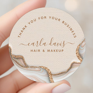 Elegant Gold Glitter Marble Agate Modern Chic Ronde Sticker