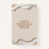 Elegant Gold Glitter Marble Agate Salon ID Badge (Achterkant)