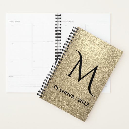 Elegant Gold Glitter Monogram Naam Planner (Display)