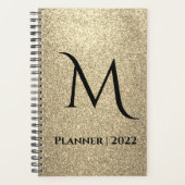 Elegant Gold Glitter Monogram Naam Planner (Voorkant)