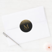 Elegant Gold Glitter Monogram Naam Ronde Sticker (Envelop)