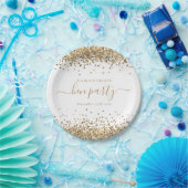 Elegant Gold Glitter Naam Datum Hen Partij Papieren Bordje (Feest)