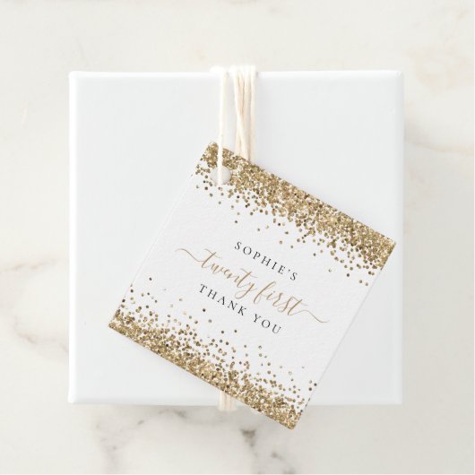 Elegant Gold Glitter Name 21e Hartelijk dank Bedankjes Labels (In situ)