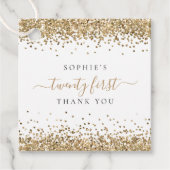 Elegant Gold Glitter Name 21e Hartelijk dank Bedankjes Labels (Voorkant)
