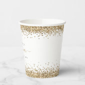 Elegant Gold Glitter Name Quinceañera Party Papieren Bekers (Links)