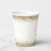 Elegant Gold Glitter Name Quinceañera Party Papieren Bekers (Rechts)