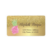 Elegant Gold Glitter Ombre Waterverf Pineappel Etiket (Voorkant)