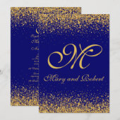 Elegant Gold Glitter over Royal Blue Kaart (Voorkant / Achterkant)