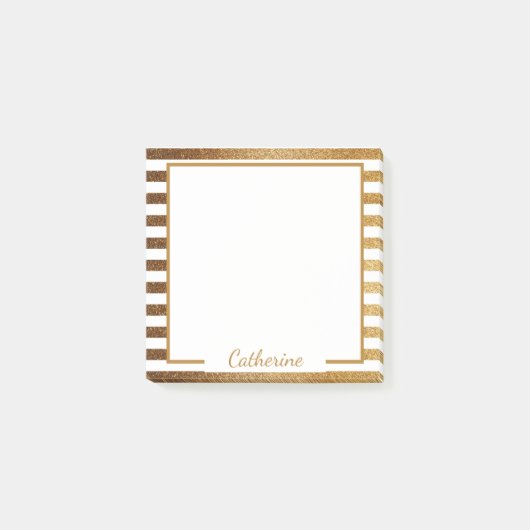 Elegant Gold Glitter Pinstripes Chic Trendy Post-it® Notes (Voorkant)
