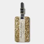 Elegant Gold Glitter Printing Wedding Bagagelabel (Voorkant verticaal)