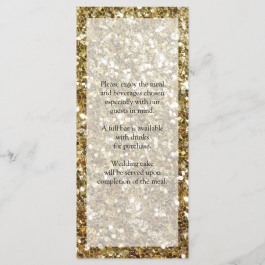 Elegant Gold Glitter Printing Wedding Menu (Achterkant)
