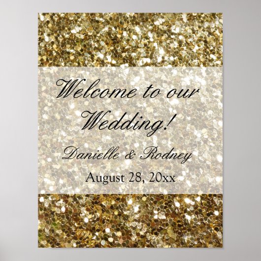 Elegant Gold Glitter Printing Wedding Poster (Voorkant)