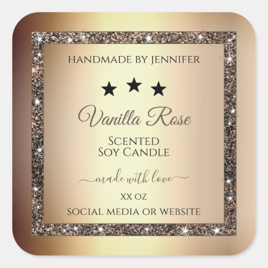 Elegant Gold Glitter Product Packaging Labels (Voorkant)