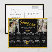 Elegant Gold Glitter Script 2 Foto Opslaan van de Aankondigingskaart (Voorkant / Achterkant)