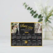 Elegant Gold Glitter Script 2 Foto Opslaan van de Aankondigingskaart (Staand voorkant)