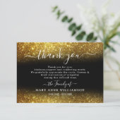 Elegant Gold Glitter Script Funeral Hartelijk dank Bedankkaart (Staand voorkant)