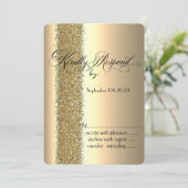 Elegant Gold Glitter Script RSVP Kaart (Staand voorkant)
