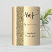 Elegant Gold Glitter Script RSVP Kaart (Staand voorkant)