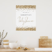 Elegant Gold Glitter Script Welkom bij Baby shower Poster (Keuken)