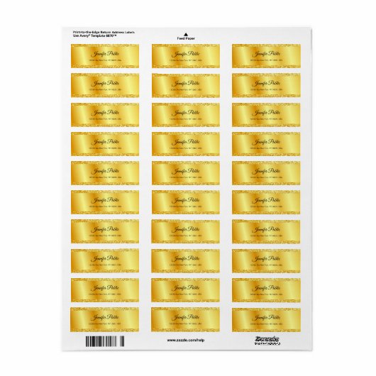 Elegant Gold Glitter Search Hand Script Sjabloon Etiket (Full Sheet)