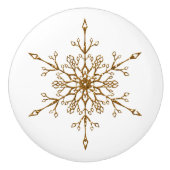 Elegant Gold Glitter Snowflake kerstfeestdag Keramische Knop (Voorkant)