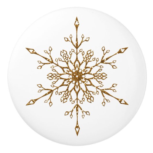 Elegant Gold Glitter Snowflake kerstfeestdag Keramische Knop (Voorkant)