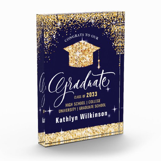 Elegant Gold Glitter Sparging Afstuderen Fotoblokken (Links)