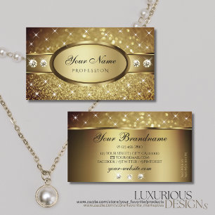 Elegant Gold Glitter Sparkle Stars Diamonds Luxe Visitekaartje