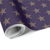 Elegant Gold Glitter Stars Pattern on Navy Blue Cadeaupapier (Rol Hoek)