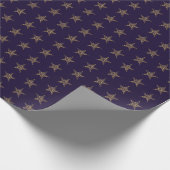 Elegant Gold Glitter Stars Pattern on Navy Blue Cadeaupapier (Hoek)