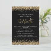 Elegant Gold Glitter Thirdeth Party Black Kaart (Staand voorkant)