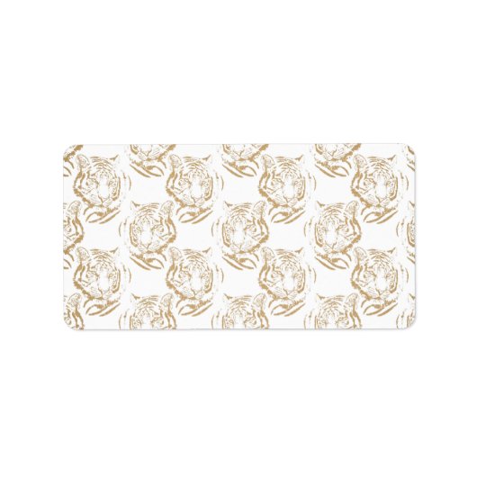 Elegant Gold Glitter Tiger — wit ontwerp afdrukken Etiket (Voorkant)