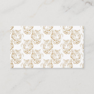 Elegant Gold Glitter Tiger — wit ontwerp afdrukken Visitekaartje