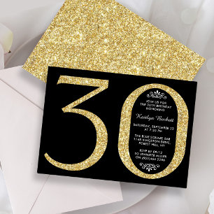 Elegant Gold Glitter Typografie 30e verjaardag Kaart