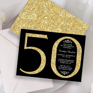 Elegant Gold Glitter Typografie 50e verjaardag Kaart