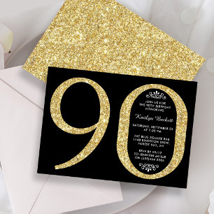 Elegant Gold Glitter Typografie 90th Birthday Kaart