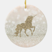 Elegant Gold Glitter Unicorn Bokeh Keramisch Ornament (Achterkant)