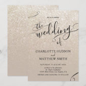 Elegant Gold Glitter Wedding Invitation Kaart (Voorkant / Achterkant)