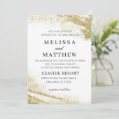 Elegant Gold Glitter Wedding Invitation Kaart (Staand voorkant)