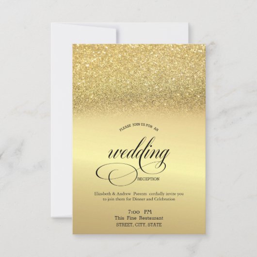 Elegant Gold Glitter Wedding Rehearsal Dinner Kaart (Voorkant)