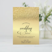 Elegant Gold Glitter Wedding Rehearsal Dinner Kaart (Staand voorkant)