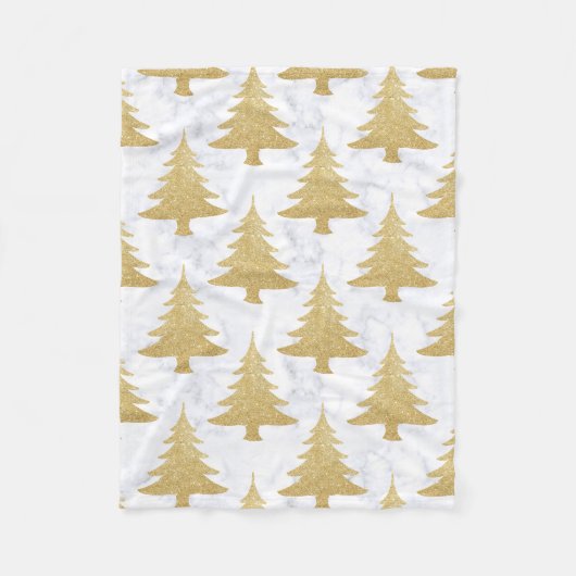 Elegant Gold Glitter & White marble kerstboom Fleece Deken (Voorkant)